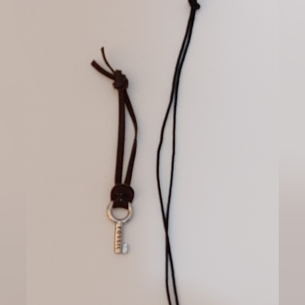 Fossil Silver Metal Key Bag Charm + Necklace Cording